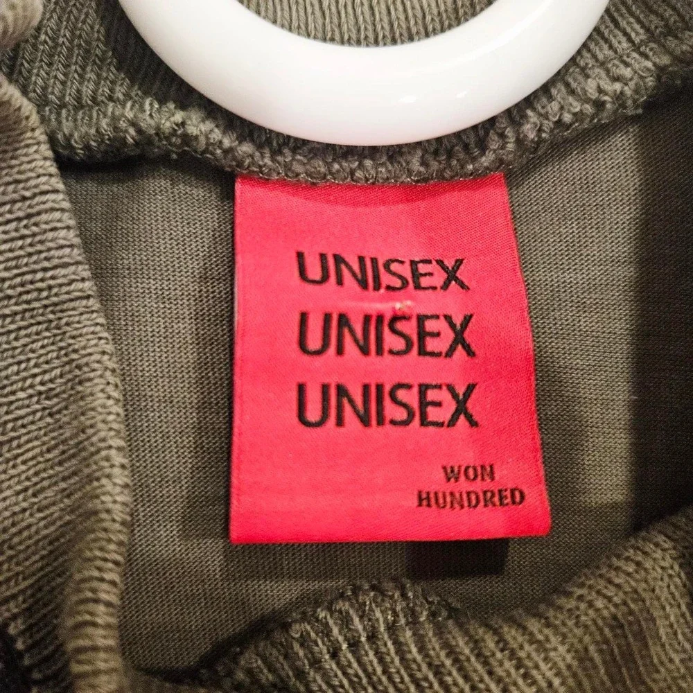 Won Hundred Staff Boxy T Shirt Logo On Collar  GreenCotton Boxy Fit Unisex M/L